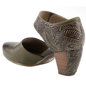 L'Artiste by Spring Step Size 35/US 5  Toolie Mary-Jane Heels Olive **READ**